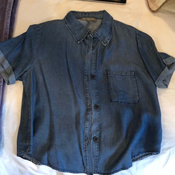 Denim button down crop top - Picture 1 of 2